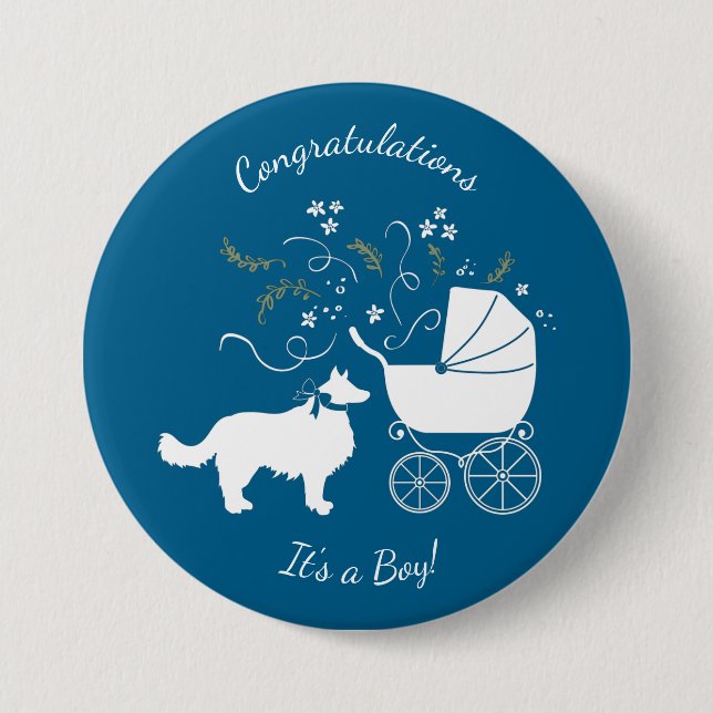 Border Collie Baby Shower 7.5 Cm Round Badge (Front)