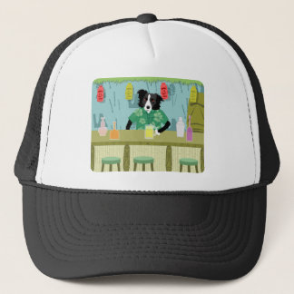 Border Collie Bamboo Tiki Bar Trucker Hat