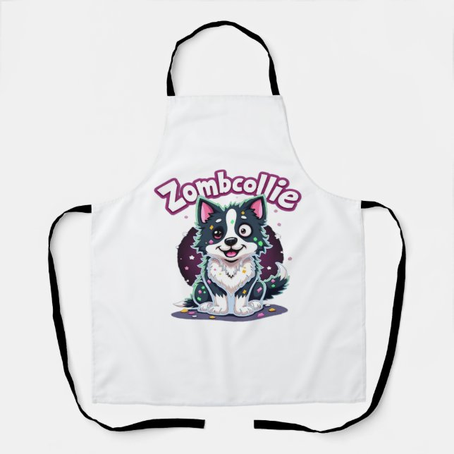 Border Collie BC Zombie Dog Halloween Essential T- Apron (Front)