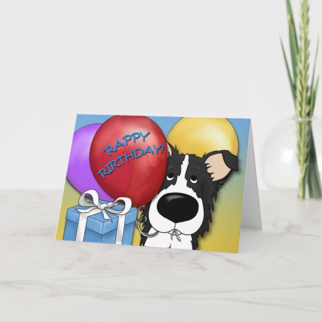 Border Collie Birthday Card (Front)