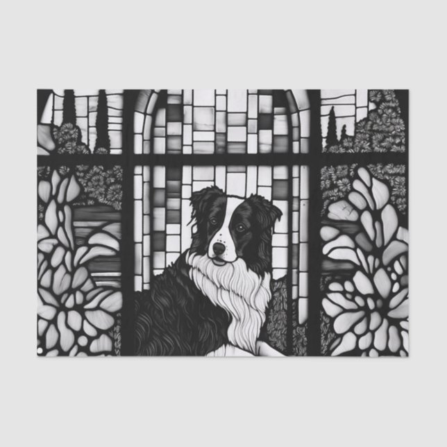 Border Collie Black and White Dogs Shower Curtain Tissue Paper (Front)