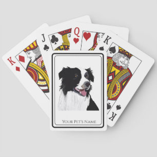 Border Collie Black and White Pet Dog- Playing Cards