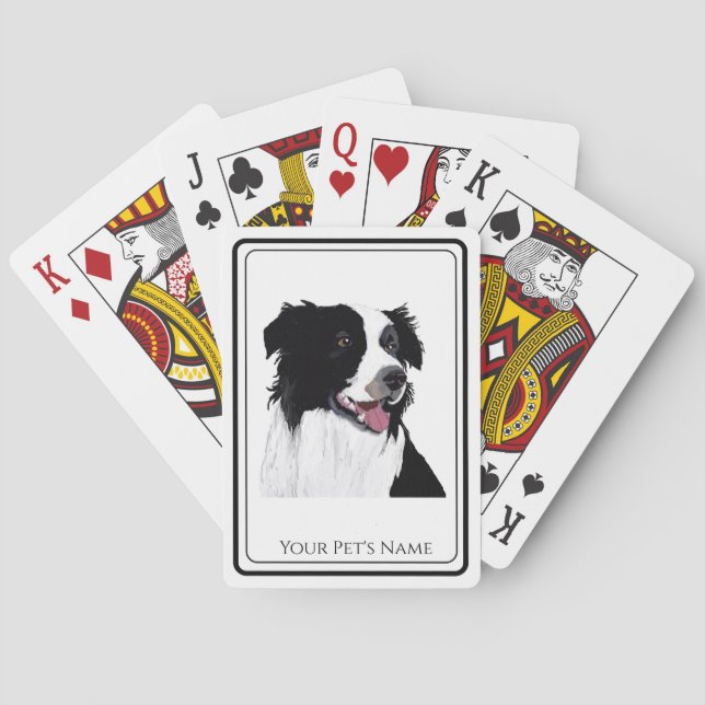 Border Collie Black and White Pet Dog- Playing Cards (Back)