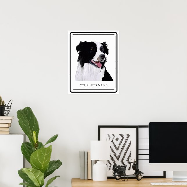 Border Collie Black and White Pet Dog Poster (Home Office)