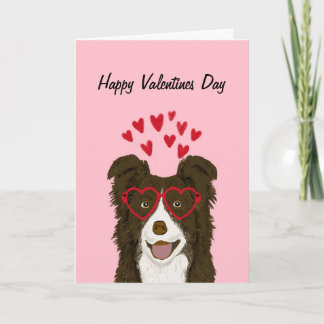 Border Collie - Brown - Valentines Day Card