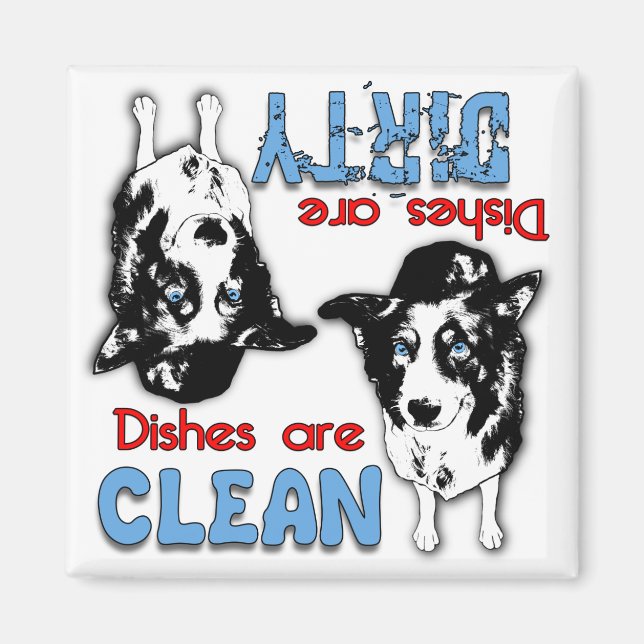Border Collie Cartoon Dishwasher Magnet (Front)