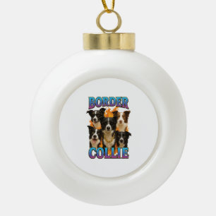 Border Collie Ceramic Ball Christmas Ornament