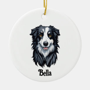 Border Collie Ceramic Ornament