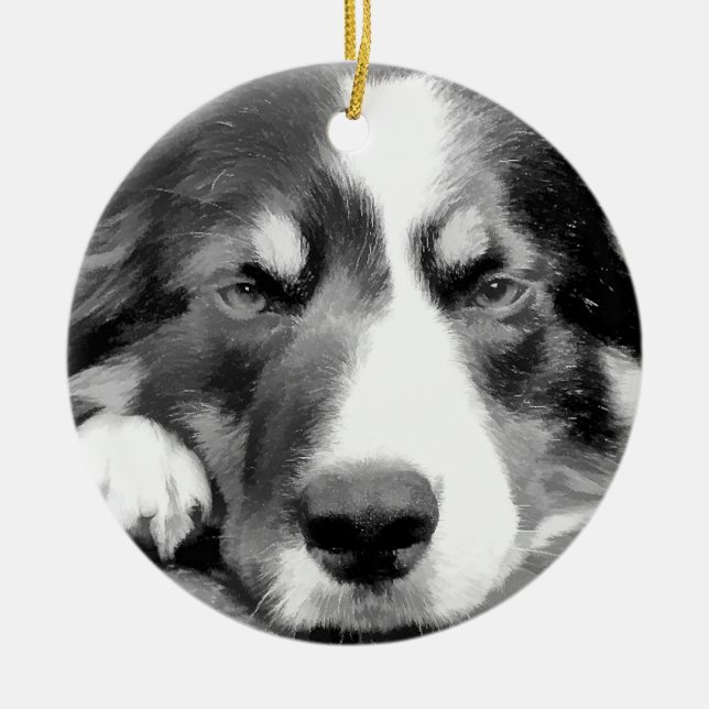 BORDER COLLIE CERAMIC ORNAMENT (Front)