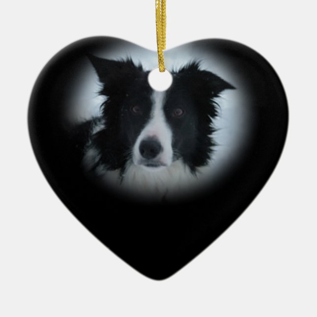 Border Collie Ceramic Tree Decoration (Front)