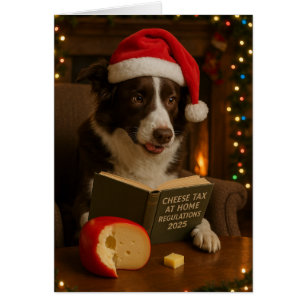 Border collie 'Cheese Tax' Christmas card