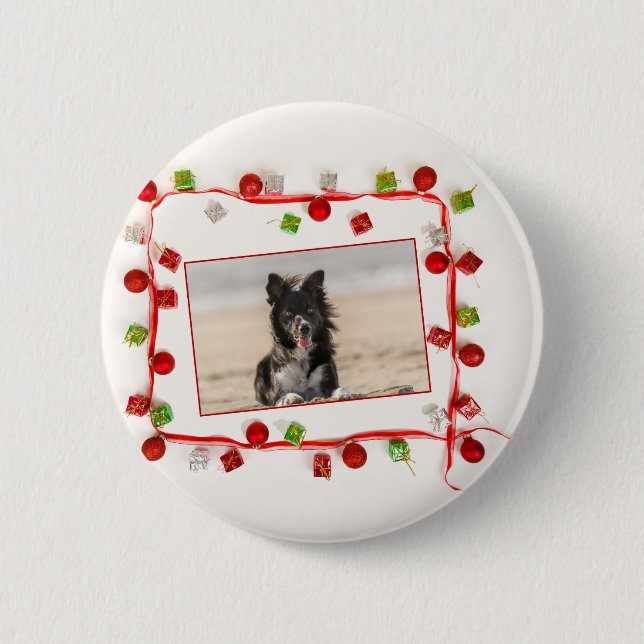 Border Collie Christmas 6 Cm Round Badge (Front)