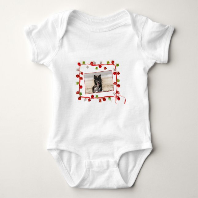 Border Collie Christmas Baby Bodysuit (Front)