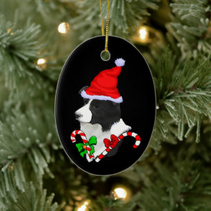Border Collie Christmas Ceramic Ornament