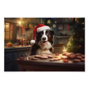 Border Collie Christmas Cookies Festive Holiday Photo Print