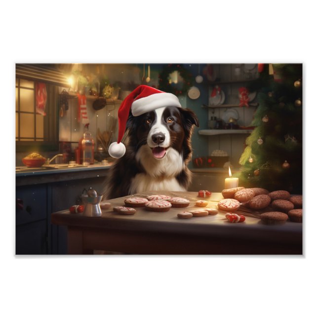 Border Collie Christmas Cookies Festive Holiday Photo Print (Front)