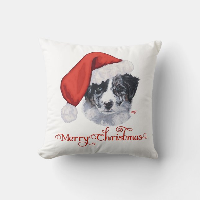 Border Collie Christmas Cushion (Front)