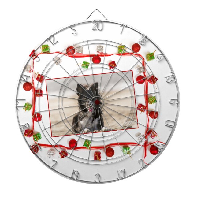 Border Collie Christmas Dartboard (Front)