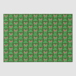 Border Collie Christmas Dog & Green Bow Green Tissue Paper