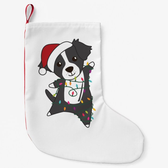 Border Collie Christmas Dog Winter Animals Dogs Ad Small Christmas Stocking (Front)