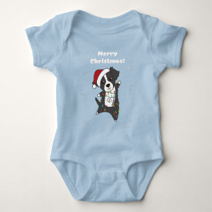 Border Collie Christmas Dog Winter Animals Dogs Ba Baby Bodysuit