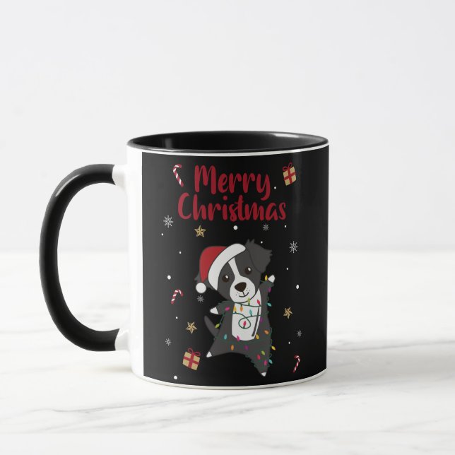Border Collie Christmas Dog Winter Animals Dogs Mug (Left)
