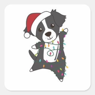 Border Collie Christmas Dog Winter Animals Dogs Square Sticker