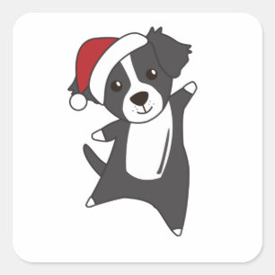 Border Collie Christmas Dog Winter Animals Dogs Square Sticker