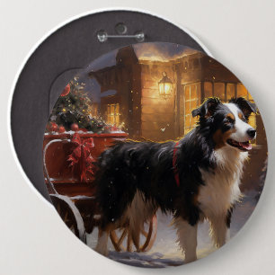Border Collie Christmas Festive Season 6 Cm Round Badge