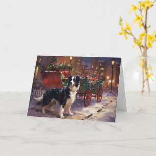 Border Collie Christmas Festive Season  Card