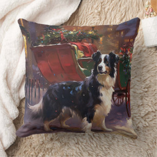 Border Collie Christmas Festive Season  Cushion