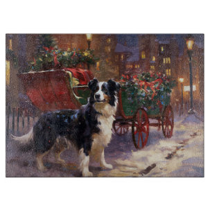 Border Collie Christmas Festive Season Cutting Board