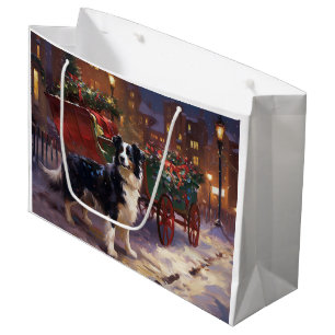 Border Collie Christmas Festive Season Large Gift Bag