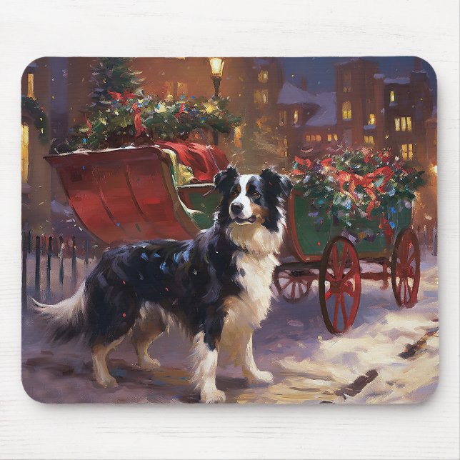 Border Collie Christmas Festive Season  Mouse Pad (Front)