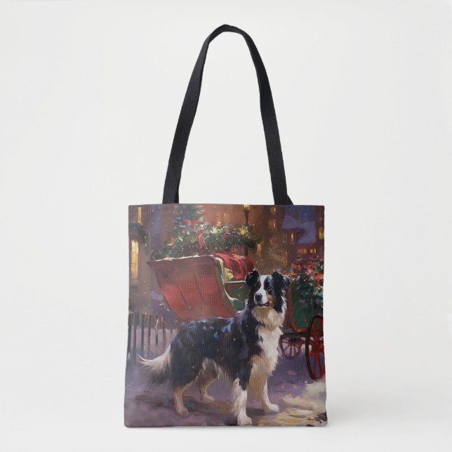 Border Collie Christmas Festive Season  Tote Bag (Front)
