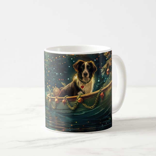 Border Collie Christmas Festive Voyage Coffee Mug (Front Right)