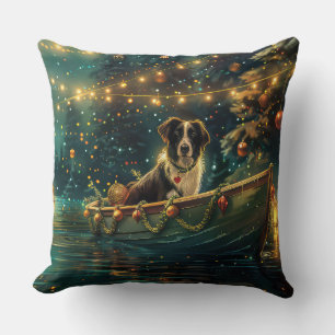 Border Collie Christmas Festive Voyage Cushion