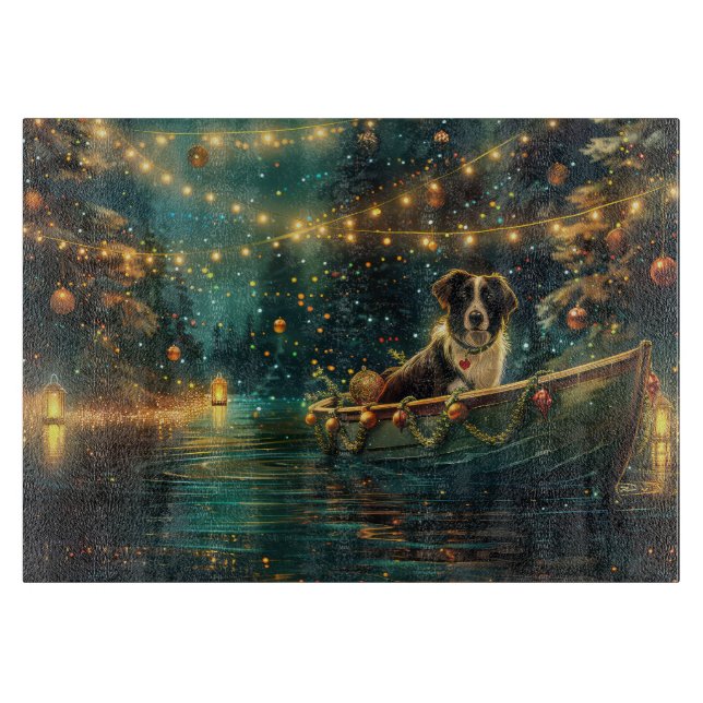 Border Collie Christmas Festive Voyage Cutting Board (Front)
