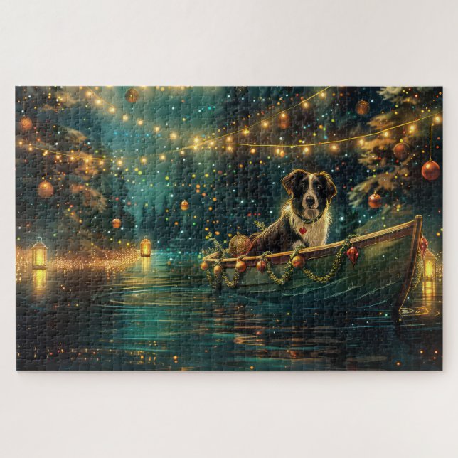 Border Collie Christmas Festive Voyage Jigsaw Puzzle (Horizontal)