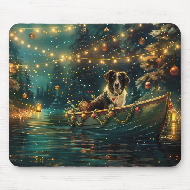 Border Collie Christmas Festive Voyage Mouse Pad (Front)