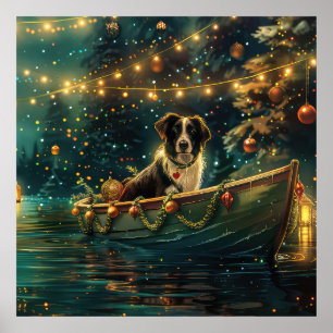 Border Collie Christmas Festive Voyage Poster