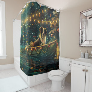 Border Collie Christmas Festive Voyage Shower Curtain