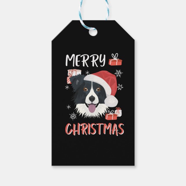 Border Collie Christmas Gift Tags (Front)