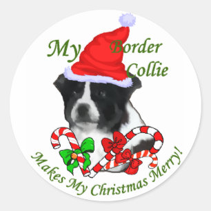 Border Collie Christmas Gifts Classic Round Sticker