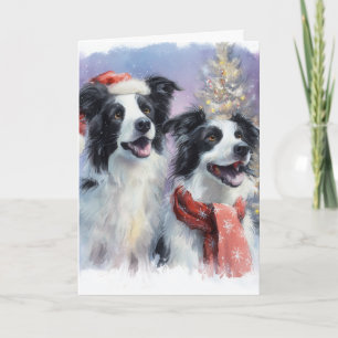  Border Collie Christmas Greeting Card 