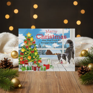 Border Collie Christmas Greeting Holiday Postcard