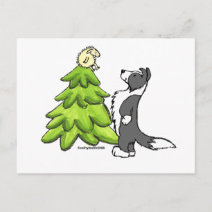 Border Collie Christmas Holiday Postcard