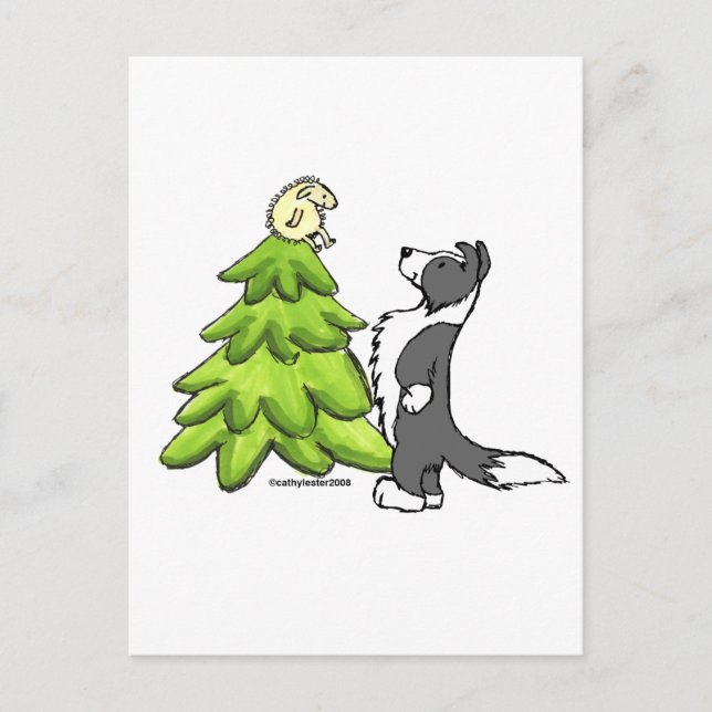 Border Collie Christmas Holiday Postcard (Front)