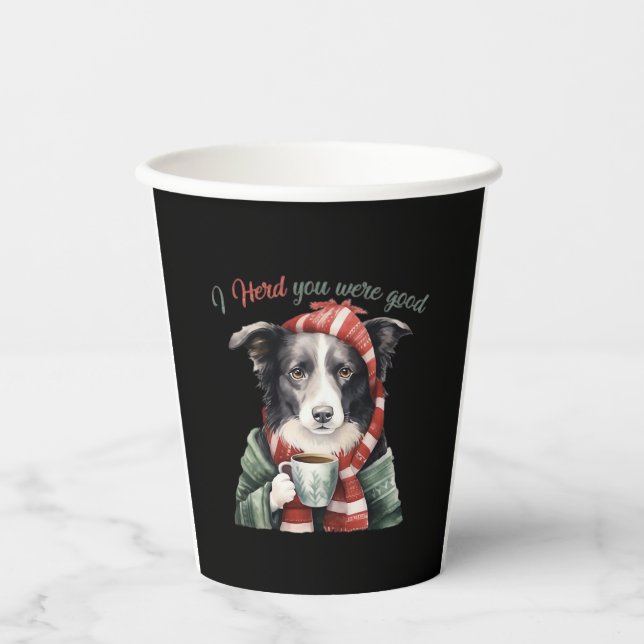 Border collie Christmas Jumper Essential T-Shirt Paper Cups (Front)