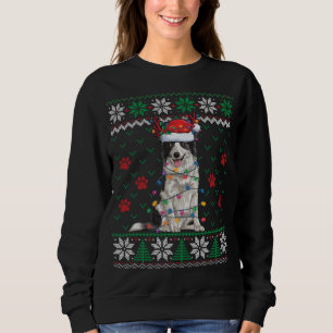 Border Collie Christmas Lights Santa Reindeer Ugly Sweatshirt